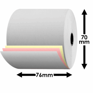 76mm 3-Ply Paper Till Rolls White/Pink/Yellow